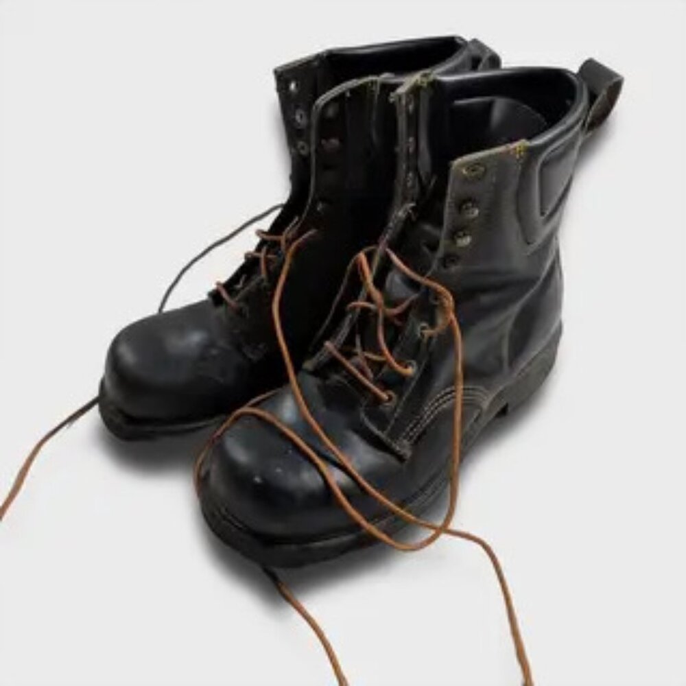 Vintage Lehigh Black Steel Toe Lace-Up Boots - Size 10.5 D